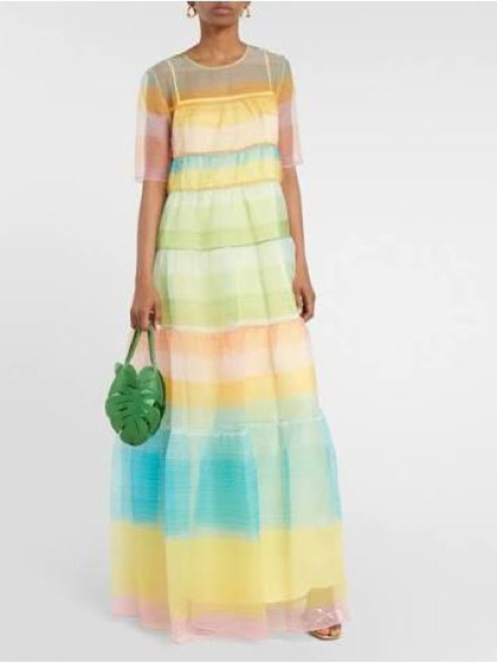 Staud Hyacinth Tiered Organza Short Sleeve Maxi Dress - Picture 4 of 7